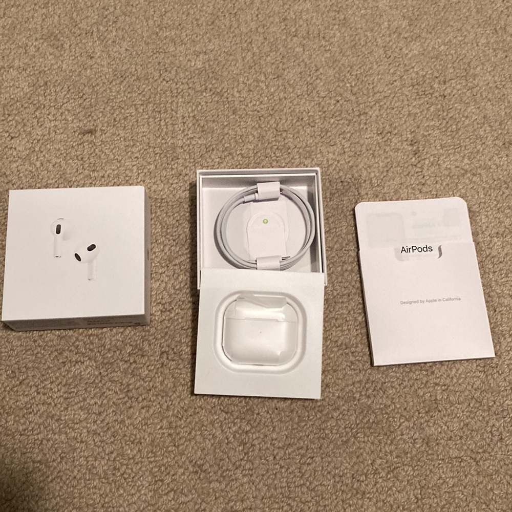 Air pods brand new box opened not opened the air pods still in the plastic rap